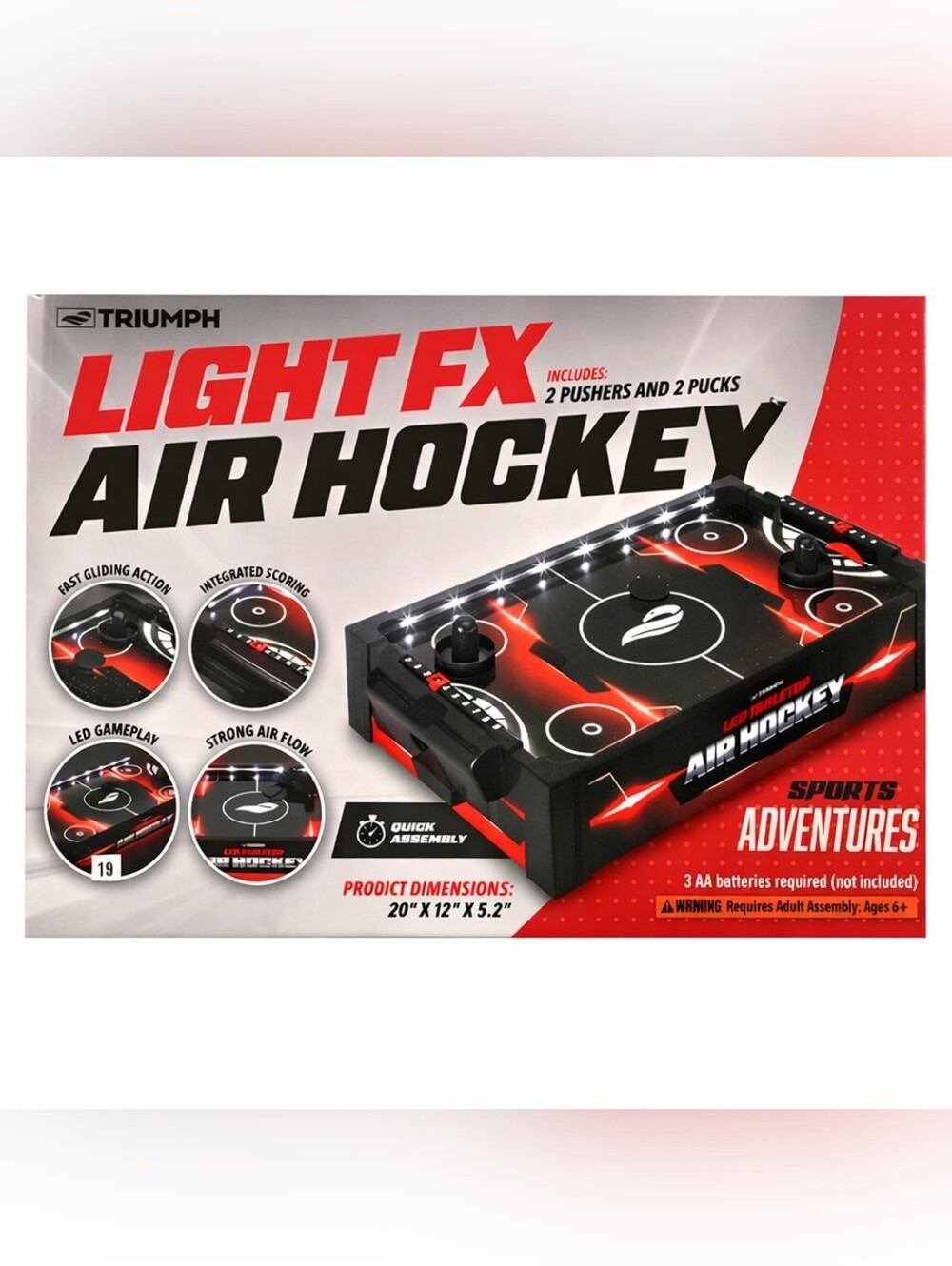 Triumph Light FX Air Hockey Tabletop - Black, Red